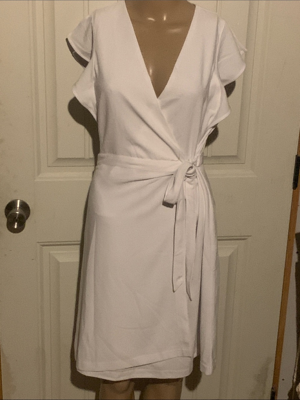 Banana Republic White Wrap Midi Dress with Tie
